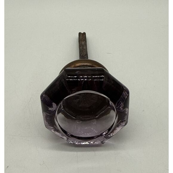 Antique Sun Purple Glass Door Knob UV Green Glow 8 Point - Picture 2 of 6